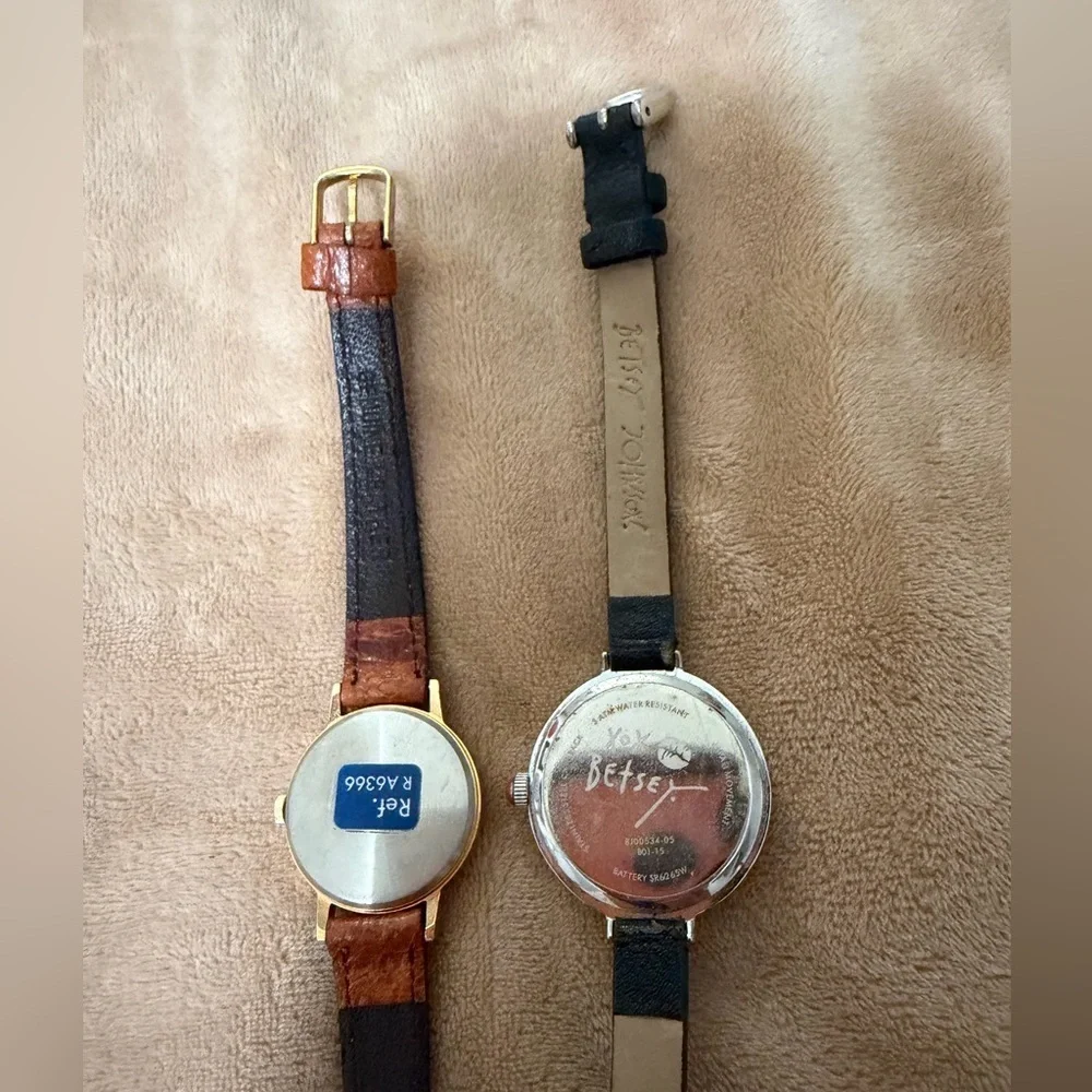 Mickey Mouse & Betsey Johnson Lot of 2 Gold and Black Women’s Watches